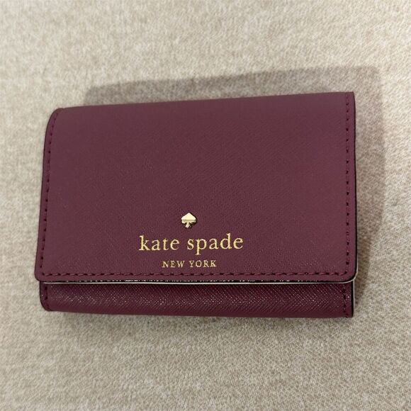 Kate Spade Accessories - Kate Spade Mikas Pond Christine Leather Wallet Plumberry Pink Small Compact